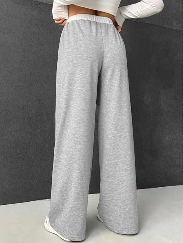 Voya 2026 European American Women's New Casual Straight-leg Pants With Drawstring Waist, Contrasting Colors,Oversized Slimming Loose Pants_ecoleips.com
