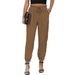 Suitable For All Seasons 2024 New High-Waisted Drawstring Cuffed For Women, Solid Color Versatile Elegant Long Casual Pants_ecoleips.com