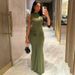 Women's Clothing Summer New Fashion Temperament Slim Pleated Solid Color Short Sleeved Dress_ecoleips.com
