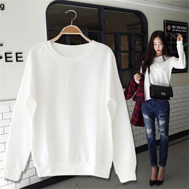 Spring Autumn Tops Female Students, Korean-style Trendy Long-sleeve Loose-fitting Friends And Sisters, Thin Hoodless_ecoleips.com