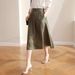 Tencel Skirt Women Fashion Temperament Feminine High Quality Elastic Waist Slim Solid Color A Line Skirt_ecoleips.com