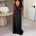 Women's Sexy Deep V Sleeveless Backless Lace Up Hollow Out Solid Color Maxi Dress – Elegant Party Gown_ecoleips.com