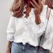 Elegant Ruffle Blouse Women's Loose Fit Long Sleeve Shirt - Casual Office Tops With Flounce Detail, Plus Size Friendly_ecoleips.com