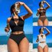 Women's Clothing Comfort And Style For Various Aquatic Activities Langxin High-Waisted Sexy Lace-Up Ribbed Two-Piece Swimsuit Bikini_ecoleips.com