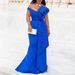 Women's Clothing Spring And Summer New INS Irregular Lace One Shoulder Handmade Lotus Leaf Beaded Slim Dress For Women_ecoleips.com