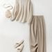 Women's Clothing Jacquard Striped Shirt Linen Pants Two Piece Suit Women Spring Fashion Design Pants Suit_ecoleips.com