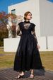 Long Sleeved Lace Half High Collar Splicing Dress Sweet Temperament Elegant Long Evening Dress Skirt_ecoleips.com