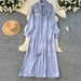 Muslim Dress Women Elegant Bow-Tie Long Sleeve Dress With Slim Knit Skirt – Chic Contrast-Color Waist Buckle Design_ecoleips.com
