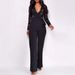 Women's Stylish Jumpsuit With V-Neck & Lace Detail - Elegant One-Piece Romper For Casual & Evening Wear_ecoleips.com