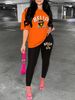 Women's Casual, Loose, Fashionable, Cute HELLO Bear Pattern Print Loose T-shirt+cropped Pants Two-piece Home Sportswear Daily Outfit-440_ecoleips.com