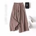 Women's High Waist Wide Leg Pants Loose Fit Cotton Linen Cropped Slimming Semi Elastic Waist Bottoms_ecoleips.com
