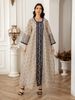 Women's Long Robe Fashion Mesh Dress Abaya, European And American Style Cross-Border Export, Elegant And Stylish Outerwear For Women_ecoleips.com