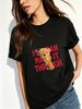 Women Cute Peeking Bear Graphic T-Shirt Positive Letter Print Round Neck Short Sleeve Casual Loose Streetwear Summer Tops_ecoleips.com