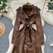 French Vintage Belted Trench Coat – Elegant Lapel & Waist-Tie Long Sleeve Coat For Women (Black/Coffee)_ecoleips.com