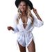 Women's Clothing Solid Color Lace High Waist Sexy Three Piece Bikini Swimsuit Swimsuit Women_ecoleips.com