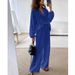 Women's Clothing Women's Fashionable Casual Cotton Linen Cardigan Autumn Spring Wide Leg Pants Set Long Sleeve Pocket Sports Suit_ecoleips.com