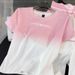 Women's High-End Casual Sportswear Set Stylish Trendy Pink Gradient Top And High-Waisted Wide-Leg Pants Two-Piece Summer Outfit_ecoleips.com