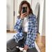 Versatile Casual Checkered Shirt With Feminine Chic, Perfect For Work Attire_ecoleips.com