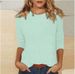2026 New Cross-Border Women's Round Neck T-Shirt With 7/8 Sleeves In Solid Color_ecoleips.com
