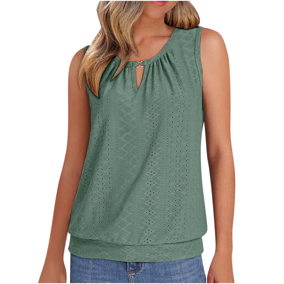 Women's Clothing Summer Fashion Round Neck Sleeveless Vest T Shirt Tops_ecoleips.com