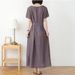 Round-Neck Short-Sleeved Summer Cotton And Linen Dress For Women, Retro Loose Solid Color Artistic Dress, Fashionable Ti_ecoleips.com