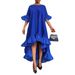 Women's Clothing 3 Point Sleeve Irregular Hem Holiday Party Dress Lace Stitching Dress_ecoleips.com