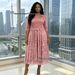 Miyake Gold Foil Slimming Dress For Plus Size Women Elegant African Round Neck Summer_ecoleips.com