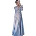 Elegant Floral Print V-Neck Maxi Dress With Elastic Waist For Women, Casual & Office Wear, Blue & Pink Options_ecoleips.com