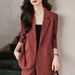 Women's Clothing Red simple fashion suit suit women's suit jacket high waist straight fashion_ecoleips.com