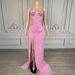 Elegant Pink High-Slit Bodycon Maxi Dress With Sparkling Rhinestones - Stretchy Spandex Glamorous Floor-Length Gown For Gala, Party, Hosting_ecoleips.com