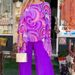 Summer New Women's Chiffon Suit Casual Round Neck Printed Two Piece Independent Station Color Block Design_ecoleips.com