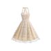 Elegant Fashionable Sleeveless Halter Dress Women's Gown Mesh Embroidery Cross Border E Commerce for Europe And America_ecoleips.com