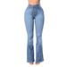 High Waist Stretchy Flared Women's Jeans - Comfortable & Figure-Hugging Denim Pants For Everyday Wear_ecoleips.com