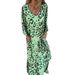 2025 European And American Cross-border Women's Clothing Long Spring/summer New V-neck Fashion Holiday Printed_ecoleips.com