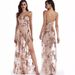 Women's Clothing Sexy V-Neck Sheer Slit Long Dress With Glitter Sequins, Elegant High Waist A-Line Maxi Dress For Women, Party Clubwear (Black/Gold)_ecoleips.com