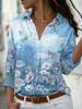 Women's Clothing Women's Elegant Printed Long Sleeve Shirt Loose Collar Single Breasted Top Style Ladylike Design_ecoleips.com