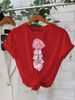European And American Cross-border Foreign Trade Women's Floral Plant Print Round-neck Short-sleeve T-shirt Top_ecoleips.com
