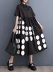 Black Vintage Polka Dot Shirt Dresses For Women Summer New In Short Sleeve Loose Casual Long Dress Fashion Elegant Clothes 2025_ecoleips.com