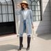 Women's Double Breasted Mid-Length Wool Blend Coat, Lapel Loose Fit Casual Long Overcoat For Autumn Winter_ecoleips.com