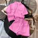 Women's Summer 2026 New Sweet Stand Collar Half-Zip Fashionable Casual Shorts Two-Piece Sports Set_ecoleips.com