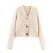 Fashion Versatile 4-Color Plush V-Neck Knitted Sweater_ecoleips.com