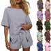 Women's Fashion Round Neck Short Sleeve Top With Pocket Short Sleeve T-Shirt Set New Style_ecoleips.com