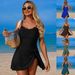 Women's European American Style One Piece Swimsuit Sporty Conservative Solid Color Bikini Swimwear_ecoleips.com