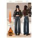 Fleece-lined Autumn And Winter Style~Super Soft Four-way Stretch High-waisted Slim Straight Jeans Women, Classic_ecoleips.com