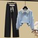 Preppy Style Polo Collar Set – Embroidered Bow Hoodie With Wide-Leg Drawstring Pants (S-3XL, 8 Color Combos, Japanese Schoolgirl Aesthetic)_ecoleips.com