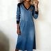 Women's Casual V-Neck Color Block Dress – Breathable & Stylish Summer Dress For Everyday Wear_ecoleips.com
