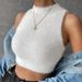 Fuzzy Vest Sleeveless Top Women's Spring Fall Layering Piece Faux Mink Fur Halter Neck Slim Fit Pure Y2K Streetwear Casual Tops_ecoleips.com