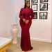 Spring Women's Solid Color Pleated Slim Long Dress Casual Elegant Fashion High End Socialite American Style_ecoleips.com
