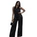 Women's High-Waisted Lounge Set – Sleeveless Cami Top & Wide-Leg Pants (Wine Red, Blush Pink, White, Black, Brown, Rose Gold)_ecoleips.com