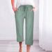 Suitable For All Seasons Summer Autumn New Women's Loose Breathable Linen Capri With Side Pockets And Split Hem Casual Pants_ecoleips.com